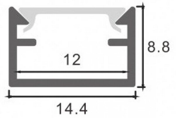 Profilo Led piatto U Strush per strisce Led 12-24V a superfice 2 metri in alluminio M LEDME