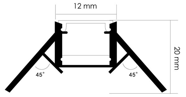 Profilo Led angolare Nisen per strisce Led 12-24V da incasso 2 metri in alluminio M LEDME
