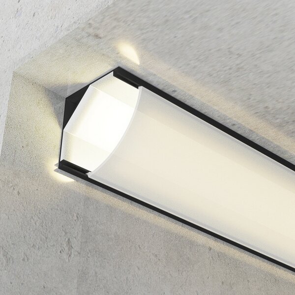 Profilo Led angolare L Nero laccato per strisce Led 12-24V a superfice 2 metri in alluminio M LEDME