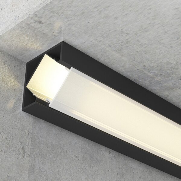 Profilo Led angolare Kopep Nero laccato per strisce Led 12-24V a superfice 2 metri in alluminio M LEDME