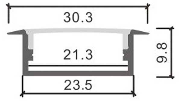 Profilo Led piatto U Long Bianco laccato per strisce Led 12-24V da incasso 2 metri in alluminio M LEDME