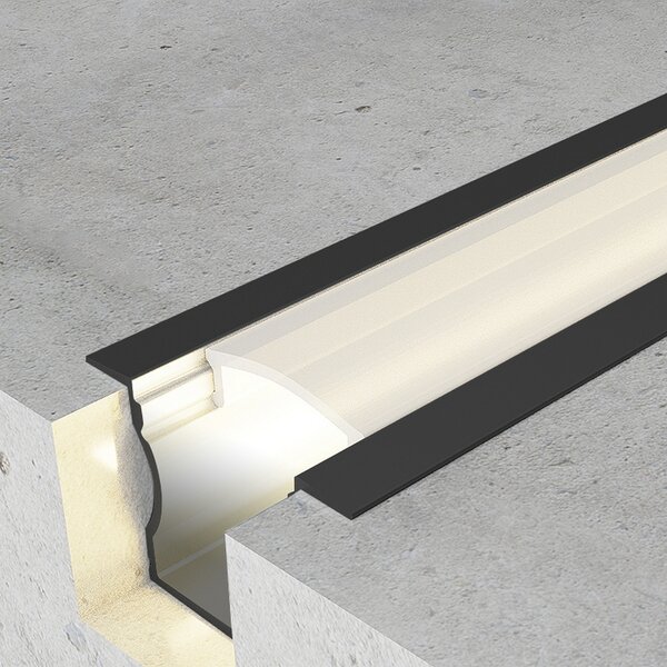 Profilo Led piatto U Hight Nero laccato per strisce Led 12-24V da incasso 2 metri in alluminio M LEDME