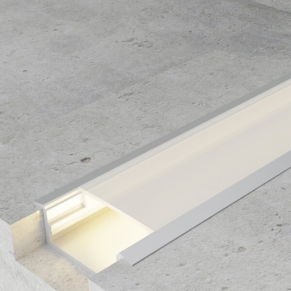 Profilo Led piatto U Long per strisce Led 12-24V da incasso 2 metri in alluminio M LEDME