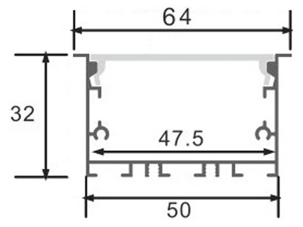 Profilo Led piatto U Epyf per 2 strisce Led 12-24V da incasso 2 metri in alluminio M LEDME