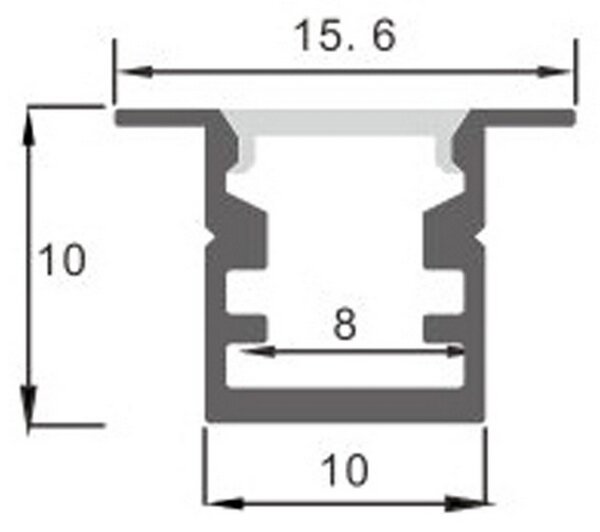 Profilo Led piatto U Rate per strisce Led 12-24V da incasso 2 metri in alluminio M LEDME