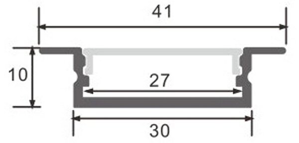 Profilo Led piatto U Fiao per strisce Led 12-24V da incasso 2 metri in alluminio M LEDME