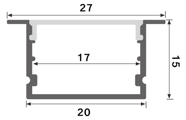 Profilo Led piatto U Hev per strisce Led 12-24V da incasso 2 metri in alluminio M LEDME