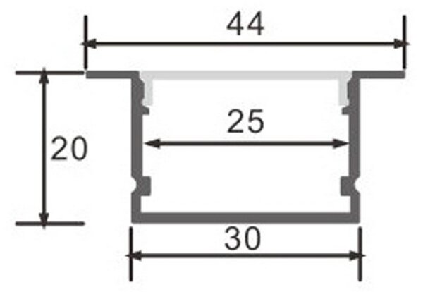 Profilo Led piatto U Oreb per strisce Led 12-24V da incasso 2 metri in alluminio M LEDME