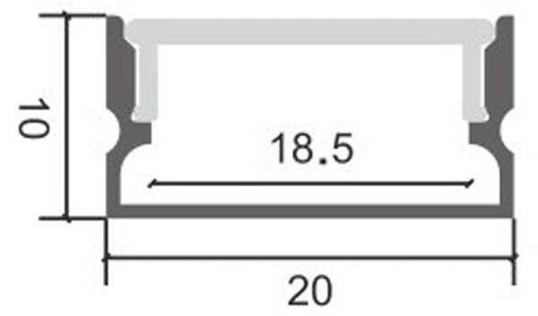 Profilo Led piatto U Sino per strisce Led 12-24V a superfice 2 metri in alluminio M LEDME