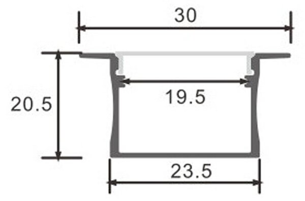 Profilo Led piatto U Vilkad per strisce Led 12-24V da incasso 2 metri in alluminio M LEDME