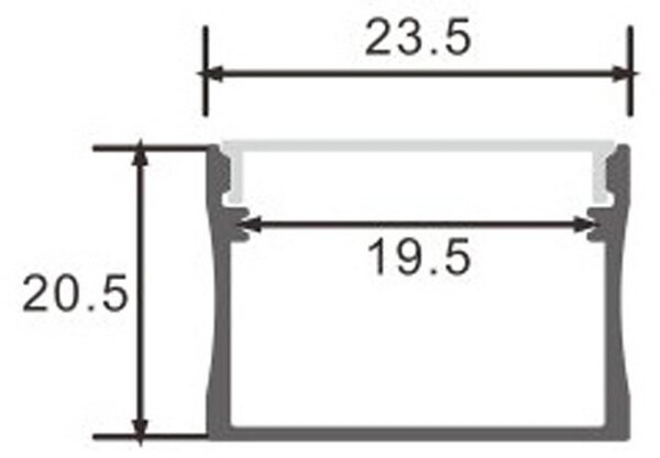 Profilo Led piatto U Sumo per 2 strisce Led 12-24V a superfice 2 metri in alluminio M LEDME