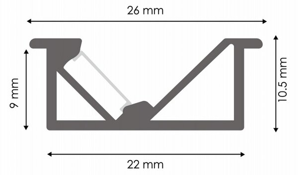 Profilo Led per mobili Mygh per strisce Led 12-24V da incasso 2 metri in alluminio M LEDME