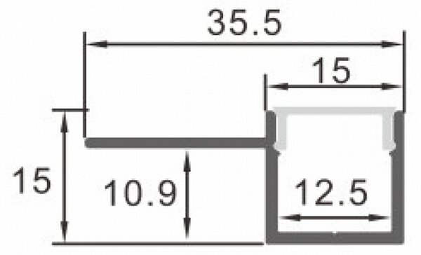 Profilo Led piatto U Gilg per strisce Led 12-24V da incasso 2 metri in alluminio M LEDME