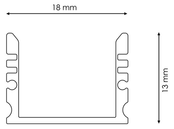 Profilo Led piatto U Aqua IP65 per strisce Led 12-24V a superfice 2 metri in alluminio M LEDME