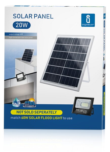 Faro Led 60W Nero con pannello solare IP67 Bianco freddo 6500K Dimmerabile con telecomando e crepuscolare Aigostar