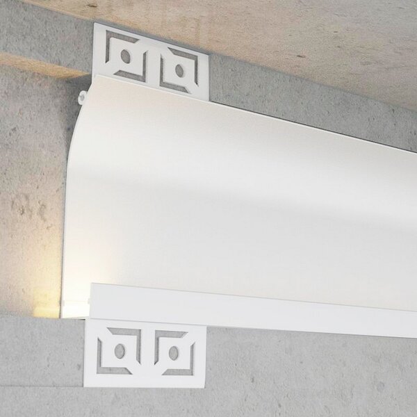 Profilo Led veletta da parete Cue Bianco laccato per strisce Led 12-24V da incasso 2 metri in alluminio M LEDME