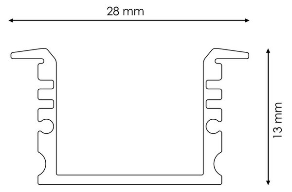 Profilo Led piatto U Subacqua IP65 per strisce Led 12-24V da incasso 2 metri in alluminio M LEDME