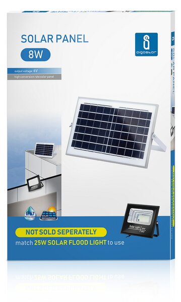 Faro Led 25W Nero con pannello solare IP67 Bianco freddo 6500K Dimmerabile con telecomando e crepuscolare Aigostar