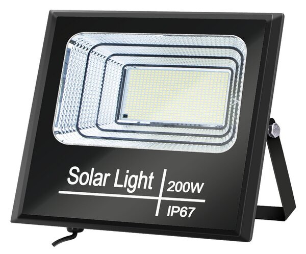 Faro Led 200W Nero con pannello solare IP67 Bianco freddo 6500K Dimmerabile con telecomando e crepuscolare Aigostar