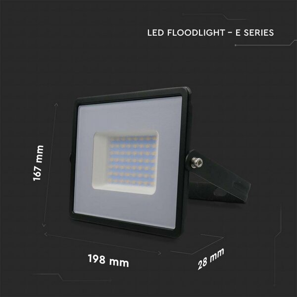 Faro proiettore Led 50W Nero da esterno IP65 Bianco neutro 4000K V-TAC