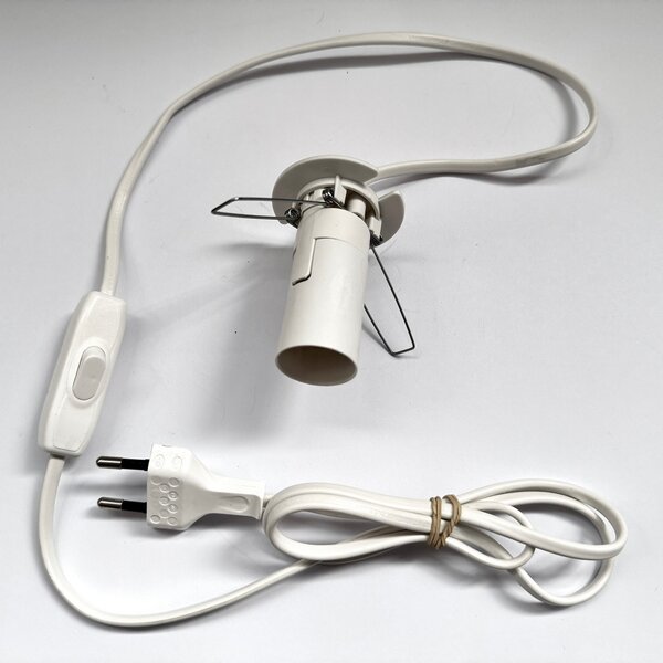 Filo elettrico con Base per Lampada di sale Himalayano spina Italiana ed interruttore Bianco