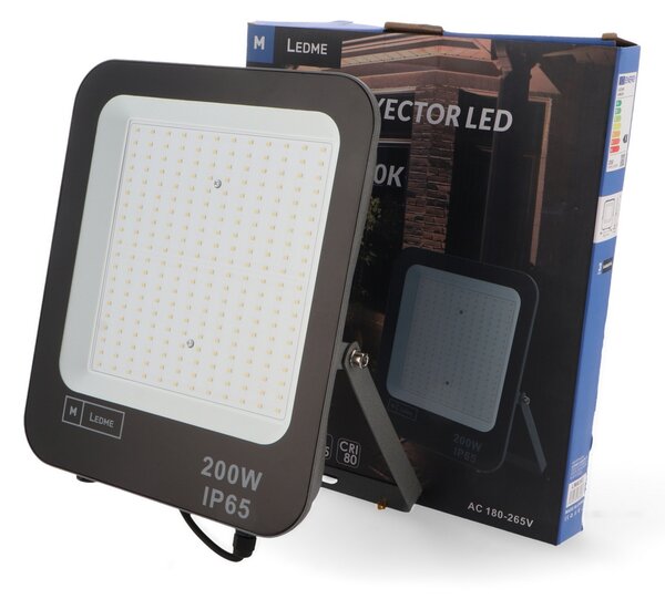 Faro proiettore Led Napoli 200W Nero da esterno IP65 Bianco freddo 6000K M LEDME