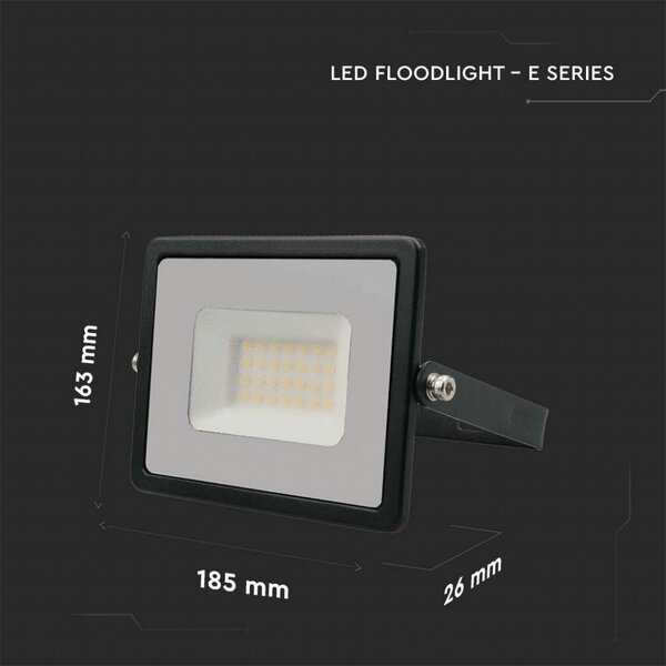 Faro proiettore Led 30W Nero da esterno IP65 Bianco neutro 4000K V-TAC