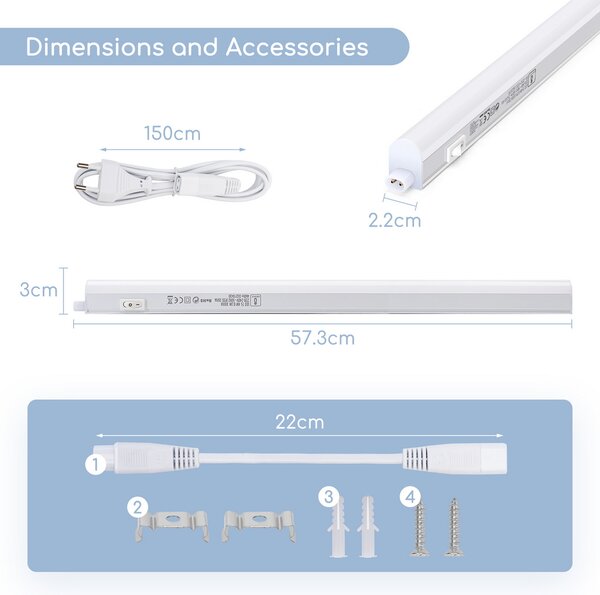 Reglette Led sottopensile 8W da 60cm Bianco caldo 3000K Aigostar