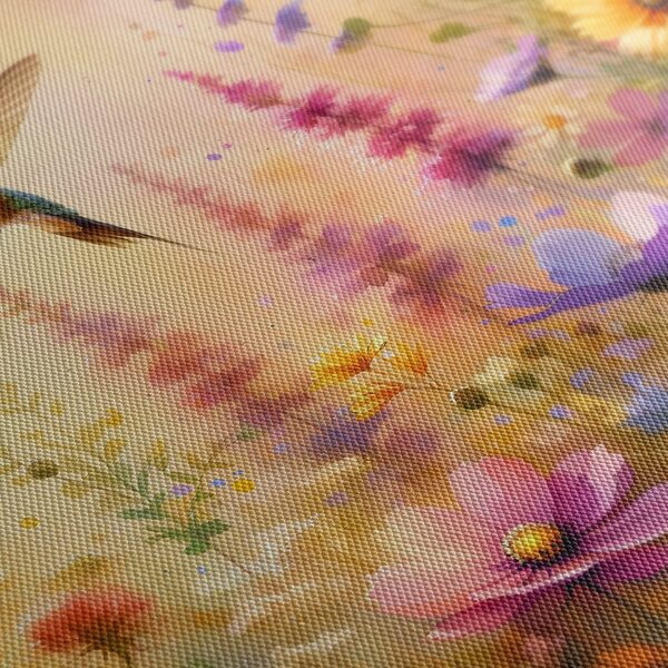 Quadro su tela – Colibrì e fiori
