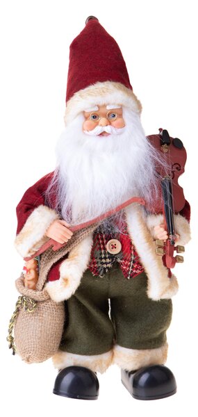Babbo Natale con violino più Movimento e Musica H40 cm Rosso
