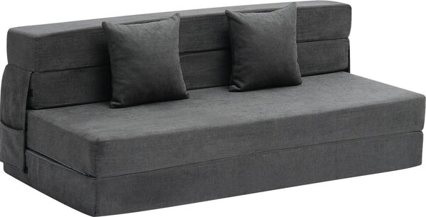 Divano letto pieghevole 3 in 1 Divano letto pieghevole con 2 cuscini Grigio scuro Queen