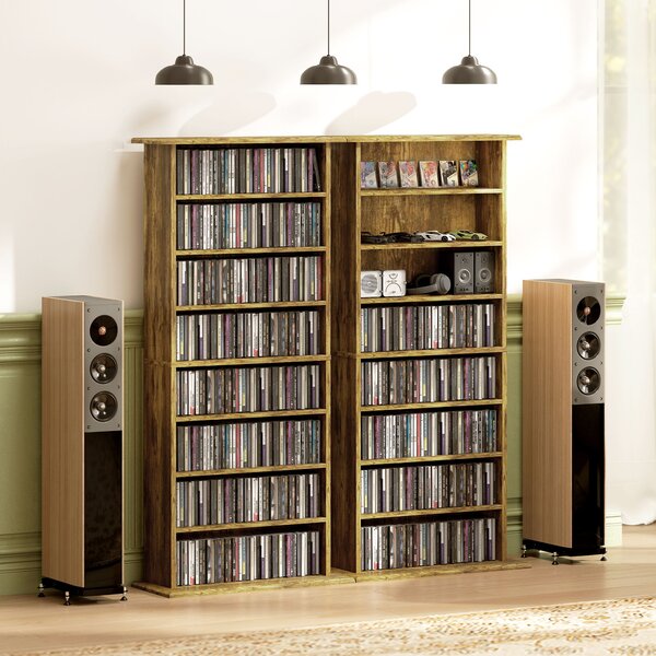 HOMCOM Libreria per CD e DVD con 8 Scomparti e 6 Ripiani Regolabili, Capienza Max. 360 CD/185 DVD e Blu-ray, Marrone | Aosom Italy