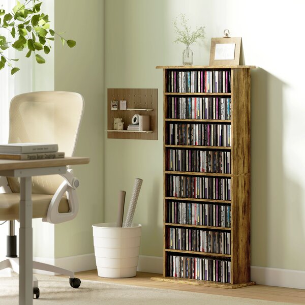 HOMCOM Libreria per CD e DVD con 8 Scomparti e 6 Ripiani Regolabili, Capienza Max. 360 CD/185 DVD e Blu-ray, Marrone | Aosom Italy