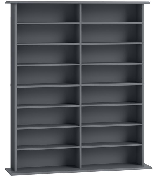 HOMCOM Libreria per CD e DVD con 16 Scomparti e 12 Ripiani Regolabili, Capienza Max. 720 CD/396 DVD e Blu-ray, Grigio | Aosom Italy