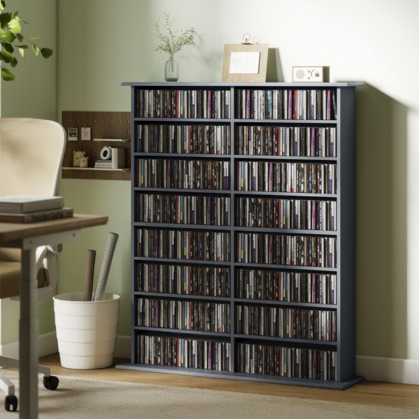 HOMCOM Libreria per CD e DVD con 16 Scomparti e 12 Ripiani Regolabili, Capienza Max. 720 CD/396 DVD e Blu-ray, Grigio | Aosom Italy