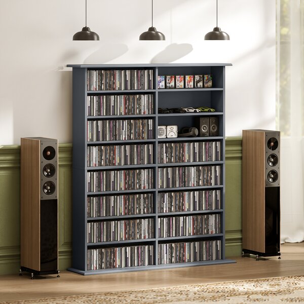 HOMCOM Libreria per CD e DVD con 16 Scomparti e 12 Ripiani Regolabili, Capienza Max. 720 CD/396 DVD e Blu-ray, Grigio | Aosom Italy