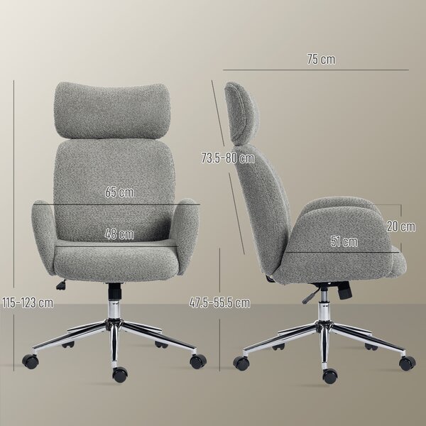 HOMCOM Sedia da Ufficio con Poggiatesta Regolabile, Sedia da Scrivania Ergonomica, Funzione Inclinazione, Regolabile in Altezza, Grigio Scuro | Aosom Italy