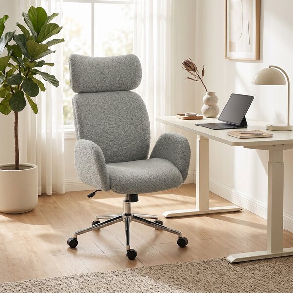 HOMCOM Sedia da Ufficio con Poggiatesta Regolabile, Sedia da Scrivania Ergonomica, Funzione Inclinazione, Regolabile in Altezza, Grigio Scuro | Aosom Italy