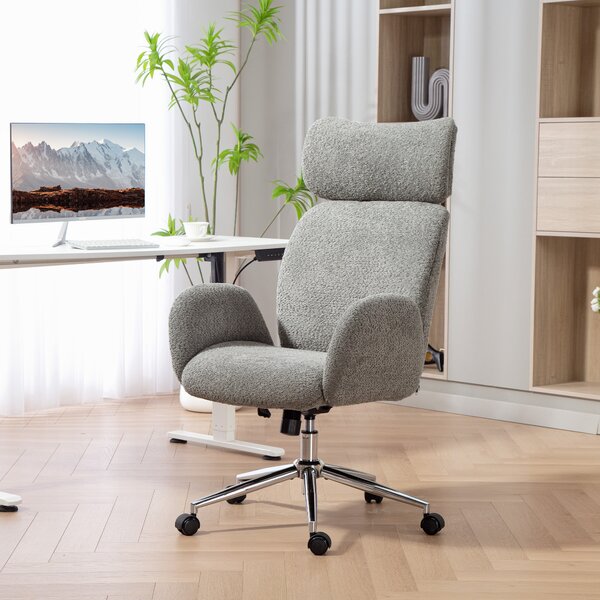HOMCOM Sedia da Ufficio con Poggiatesta Regolabile, Sedia da Scrivania Ergonomica, Funzione Inclinazione, Regolabile in Altezza, Grigio Scuro | Aosom Italy