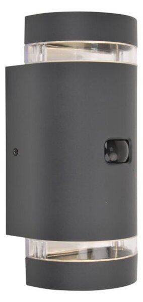 Applique da esterno con sensore FOCUS grigio-bianco 2xGU10x7W in alluminio, dimensioni: 23,9x11x9,6 cm, IP44 Lutec