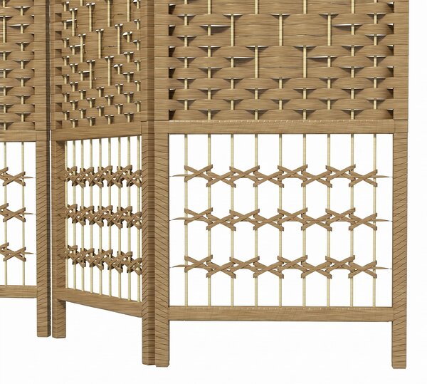 HOMCOM Paravento Interno in Legno, Separatore di Ambiente, Parete Pieghevole 4 Pannelli, 160x170 cm, Legno Naturale | Aosom Italy