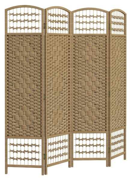HOMCOM Paravento Interno in Legno, Separatore di Ambiente, Parete Pieghevole 4 Pannelli, 160x170 cm, Legno Naturale | Aosom Italy