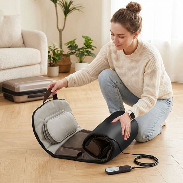 HOMCOM Tappetino Massaggiante Corpo Intero Pieghevole con Riscaldamento, Compressione d'Aria, 4 Modalità, 3 Intensità e Spegnimento Automatico | Aosom Italy