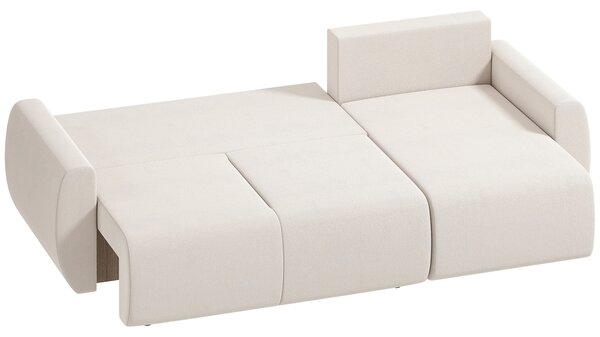 HOMCOM Divano Letto con Chaise Longue Reversibile, Divano 3 Posti a Forma L in Finta Pelle Scamosciata, Bianco Crema | Aosom Italy