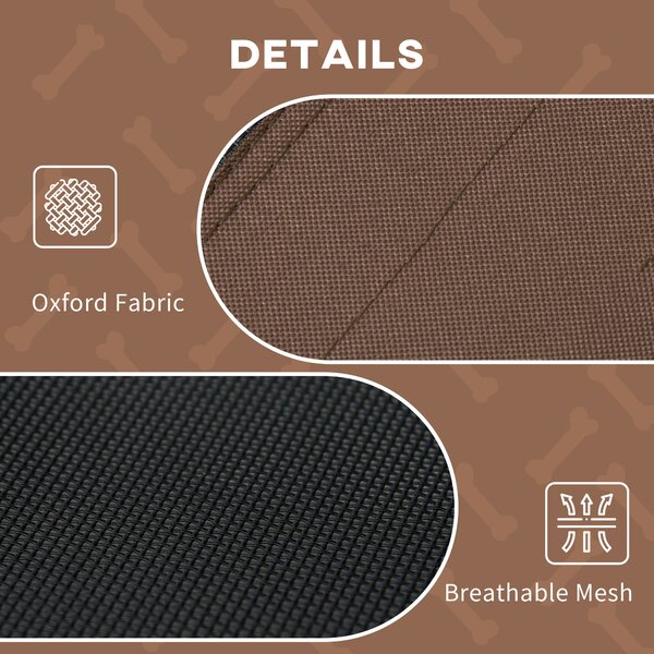 PawHut Brandina per Cani Rialzata e Traspirante con Tetto Rimovibile, in Metallo e Tessuto Oxford, 61x46x62 cm, Marrone | Aosom Italy