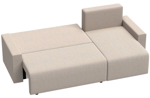 HOMCOM Divano Angolare con Funzione Letto e Chaise Longue Reversibile, Divano 3 Posti a Forma di L in Effetto Pelle Scamosciata Sintetica, Beige | Aosom Italy