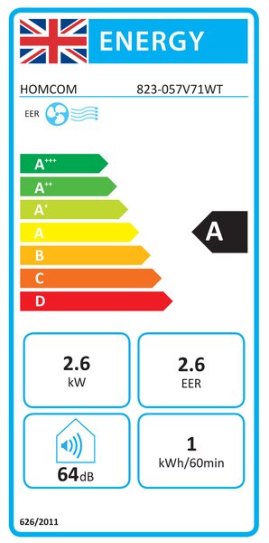 HOMCOM Condizionatore Mobile per Stanze fino a 28m², con Deumidificatore, Timer 24H, Ruote, Kit per Montaggio su Finestra, 33x28x68,5 cm, Bianco | Aosom Italy