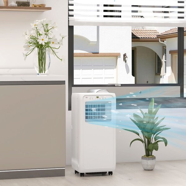 HOMCOM Condizionatore Mobile per Stanze fino a 28m², con Deumidificatore, Timer 24H, Ruote, Kit per Montaggio su Finestra, 33x28x68,5 cm, Bianco | Aosom Italy