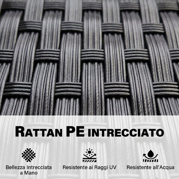 Outsunny Divanetto per Esterni 2 Posti con Tavolino da Caffè, in Acciaio e Rattan PE, 137x59x82 cm, Nero|Aosom