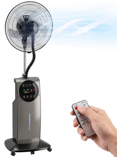 HOMCOM Ventilatore Nebulizzatore con Serbatoio 3.1L, 3 Modalità e 3 Velocità, Ruote, Oscillazione 70°, Inclinazione 10°, Timer 12h, 90W | Aosom Italy